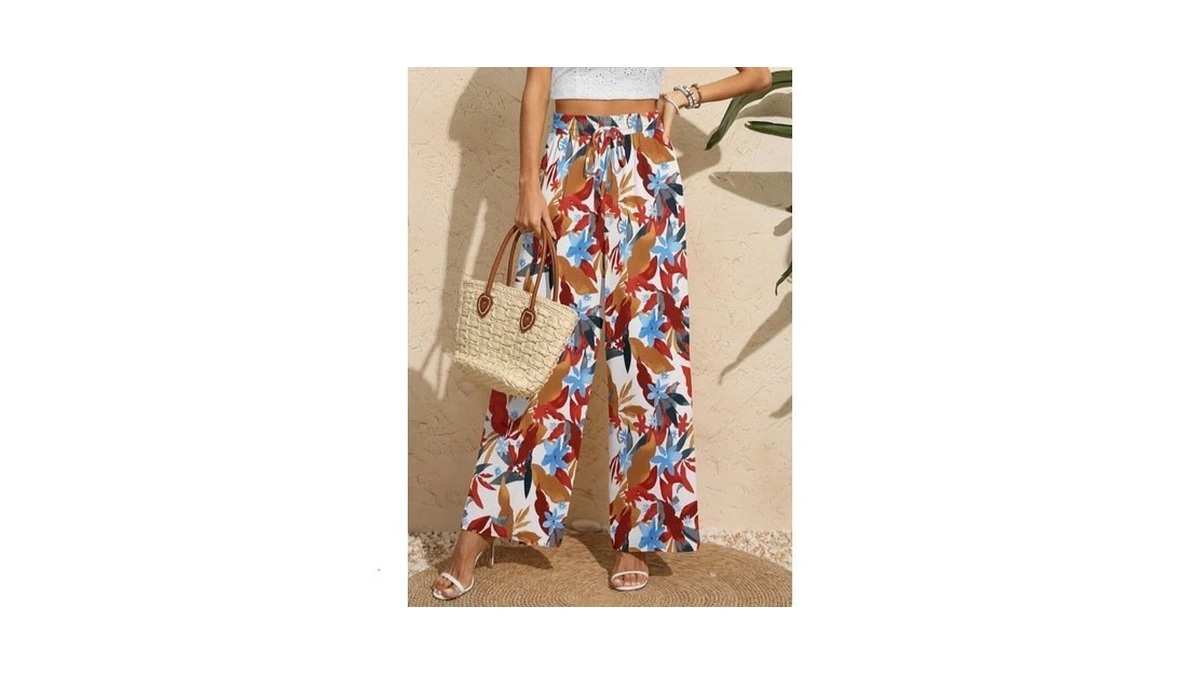 Czyinxian Women's Palazzo Pants Wide Leg High Waisted Smocked Waist