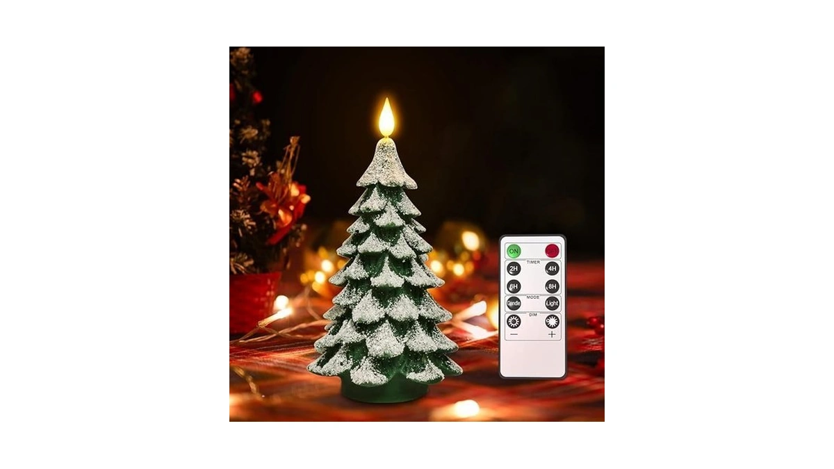 Pchero Christmas Tree Led Candle With Remote Timer, 4.13x7.9 Inch