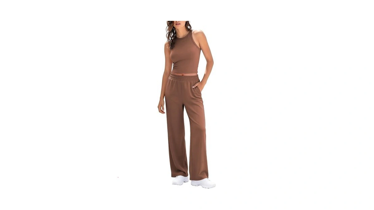 Outfeel Women's 2 Piece Lounge Set Sleeveless Tank Top Wide