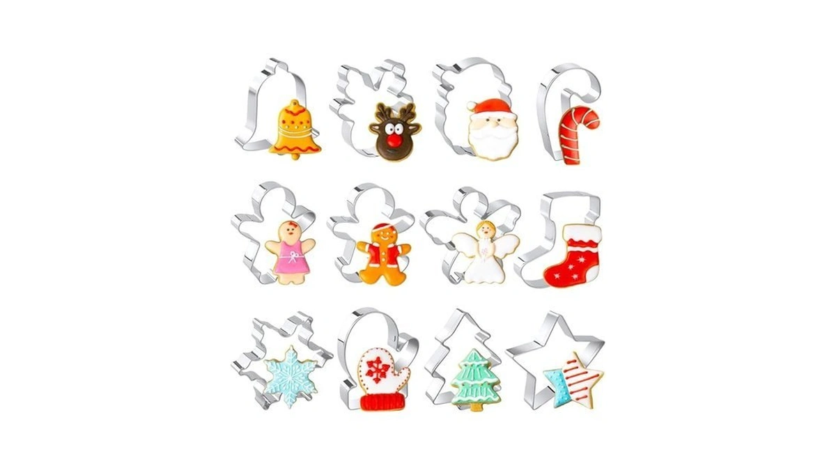 Christmas Cookie Cutters Set, 12 Pieces Stainless Steel Metal Christmas