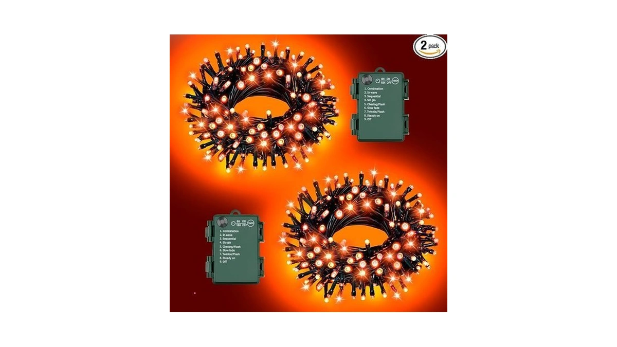 Ffzzkj Orange Lights For Halloween Lights String Outdoor Total 100led