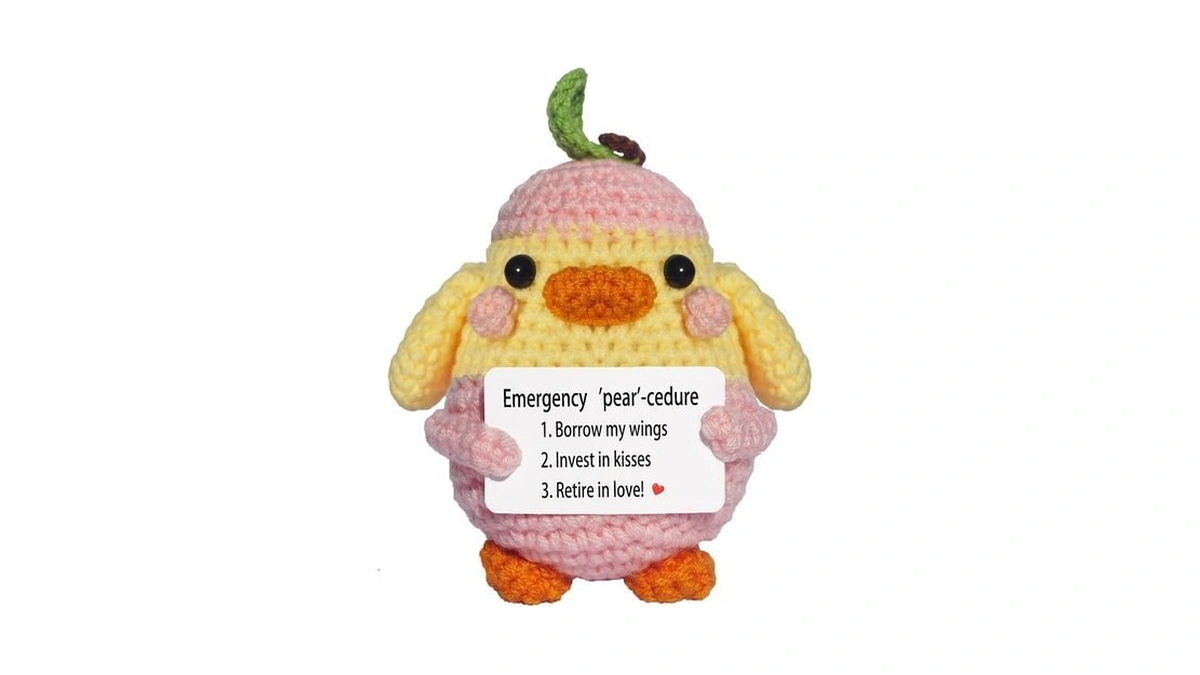 Dyceeyisi Anniversary Birthday Gifts For Women Men, Positive Crochet Duck-pear,graduation