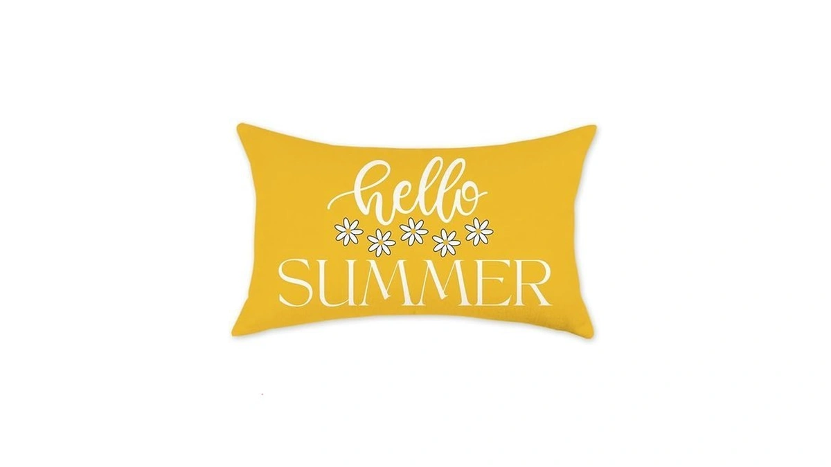 Homfreest Hello Summer Pillow Covers 12x20 Inch Yellow Daisy Decorative