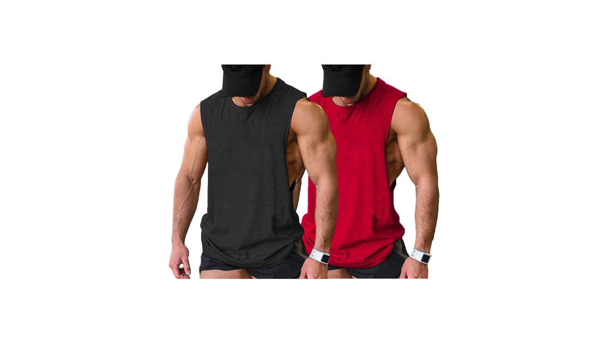 Coofandy Mens Gym Workout Tank Tops Cut Off Muscle T