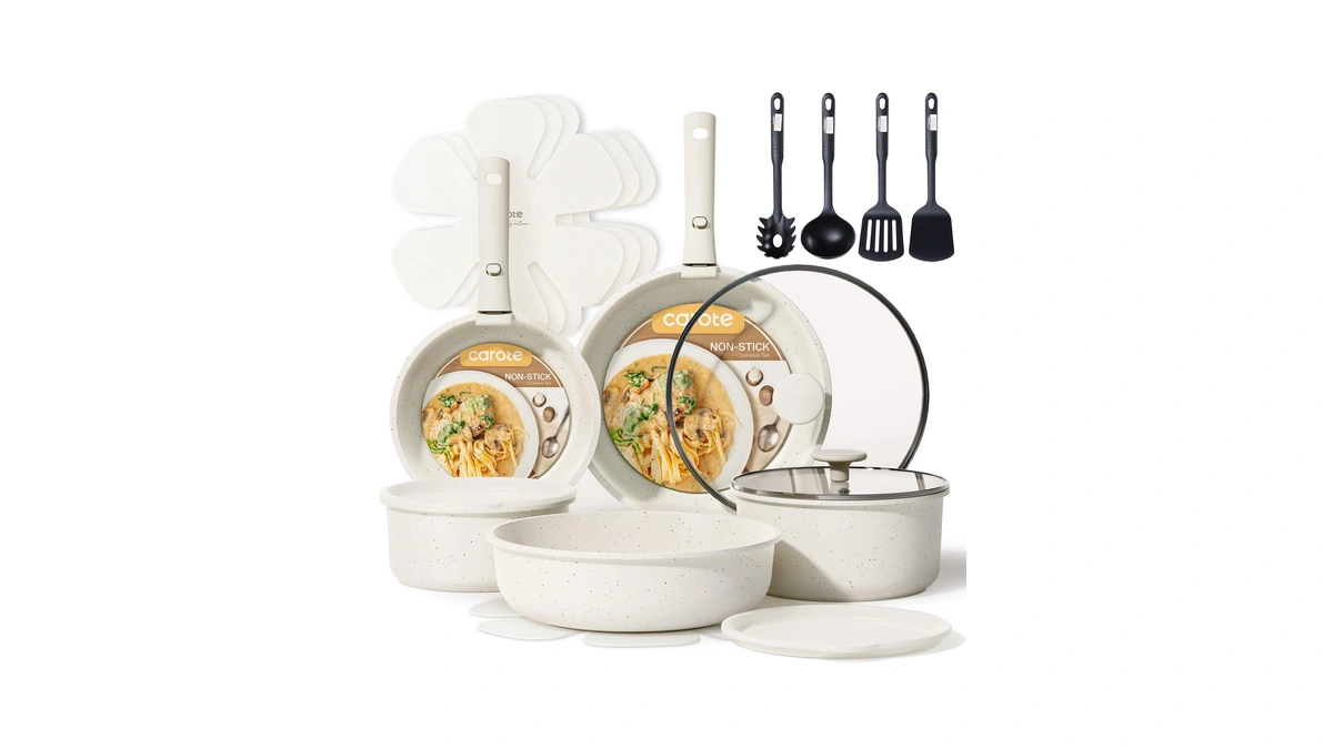 Carote 19pcs Pots And Pans Set Non Stick, Detachable Handle