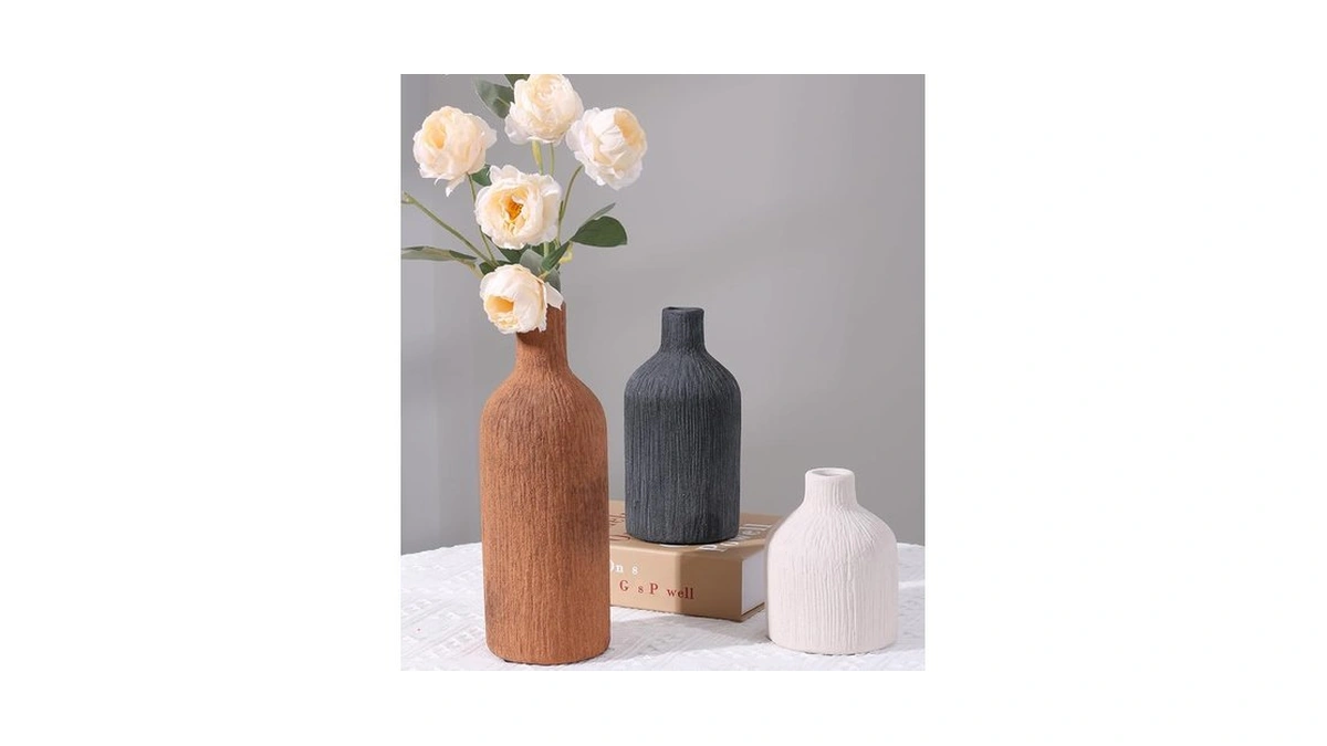 Ceramic Vase Set, 3pcs Flower Vases For Modern Boho Farmhouse