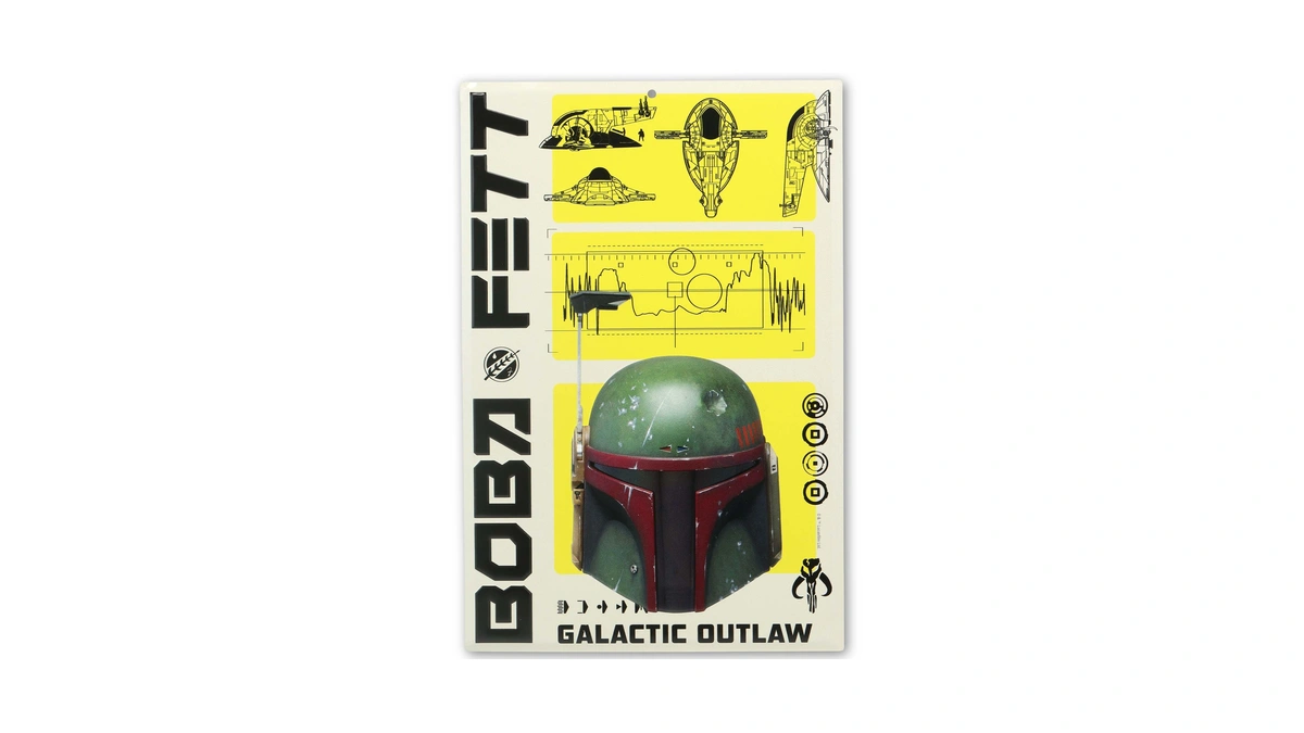 Disney Star Wars Boba Fett Embossed Metal Sign - Iconic