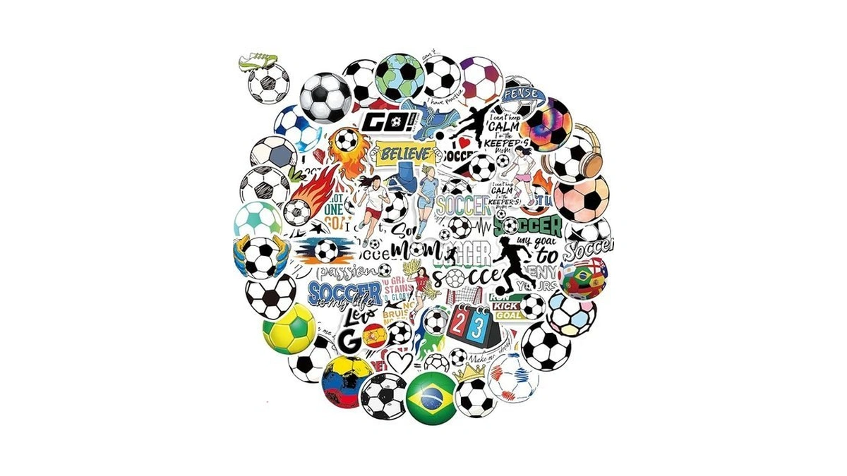 100 Pcs Soccer Stickers, Vinyl Waterproof Sticker For Water Bottles