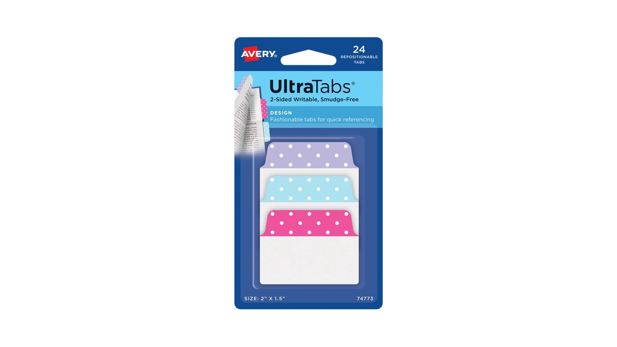 Avery Multiuse Ultra Tabs, 2" X 1.5", 2-side Writable, Assorted