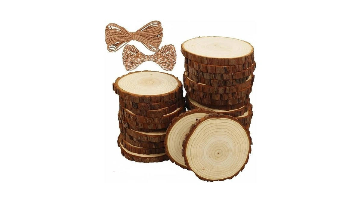 Natural Wood Slices 30 Pcs 3.0-3.5 Inches Craft Unfinished Wood