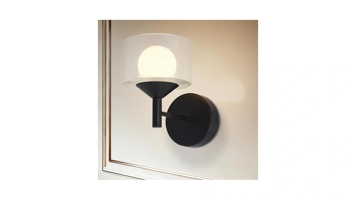 Tyhogar Modern Black Wall Sconce,bedroom Wall Lights With Clear Glass,up