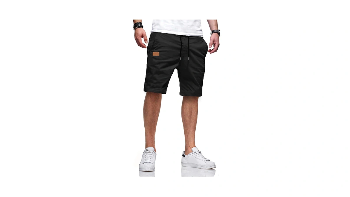 Jmierr Mens Summer Casual Cotton Twill Chino Shorts, S Black,