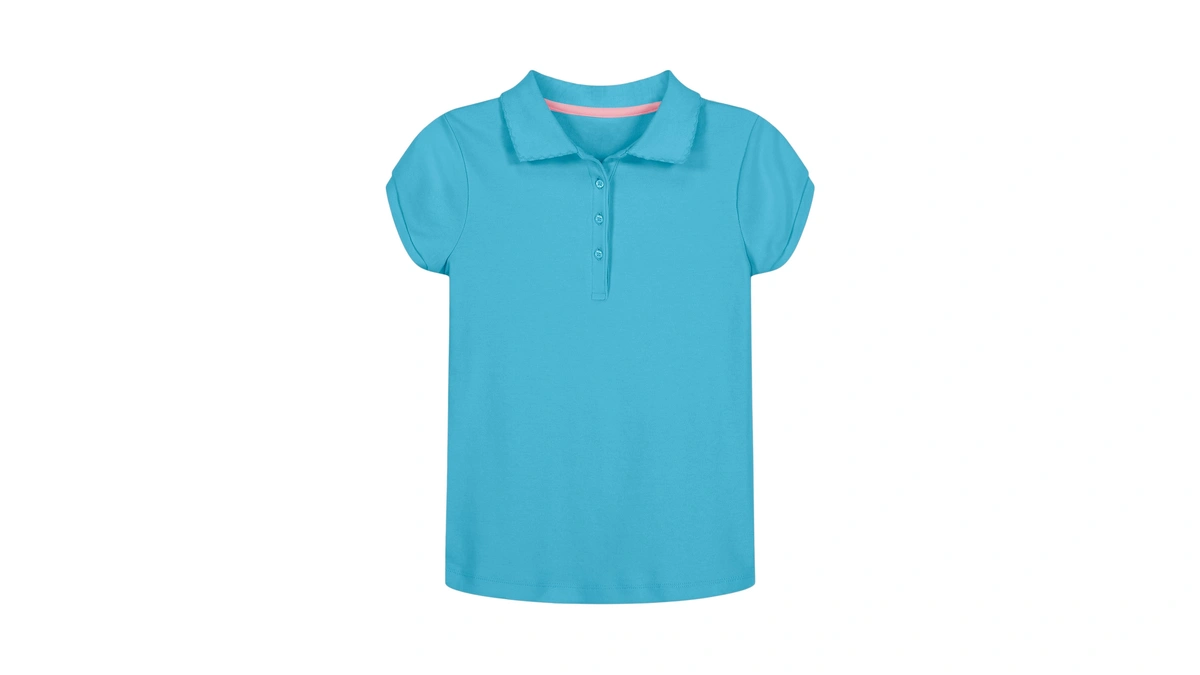 Nautica Girls' School Uniform Short Sleeve Polo Shirt, Button Closure,