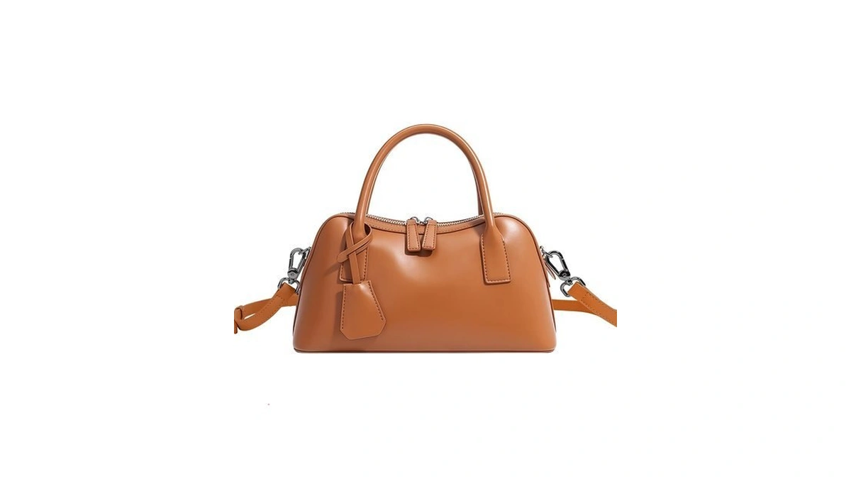 Rosvovo Genuine Leather Purse Bowler For Women With Top Handle,