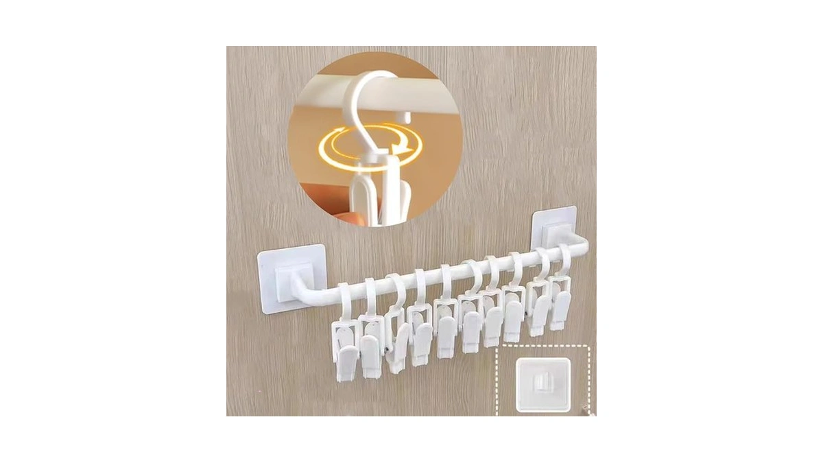 Kid Pants Hanger Organizer With 10 Clips - White &