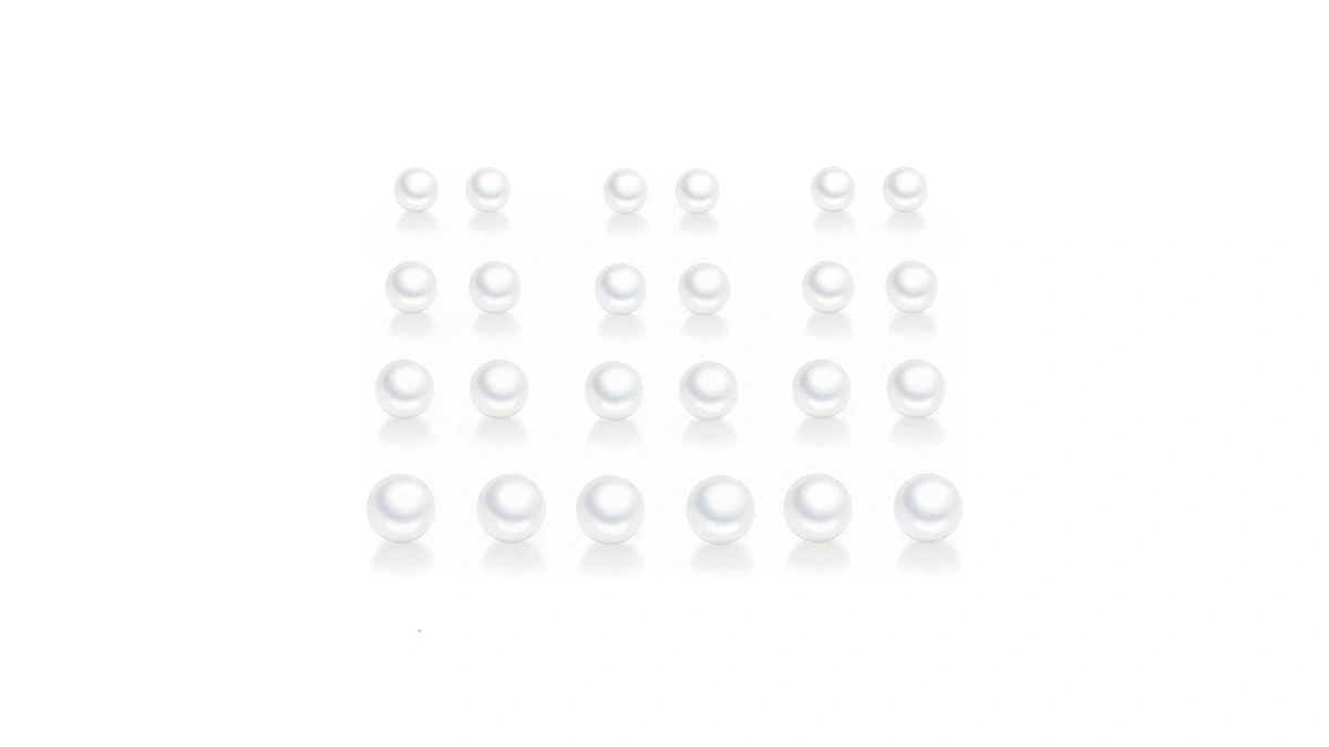 Delicate White Imitation Pearls Design Stud Earrings 12 Pairs Pearls