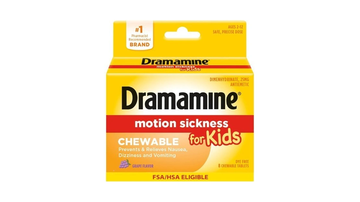 Dramamine Motion Sickness Chewable For Kids, Prevent & Relieve Motion