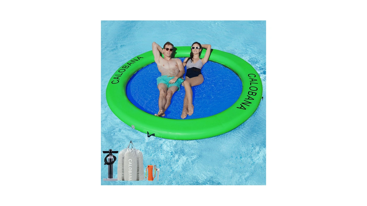 Calobana 10ft Heavy Duty Inflatable Water Hammock, Round Floating Ring