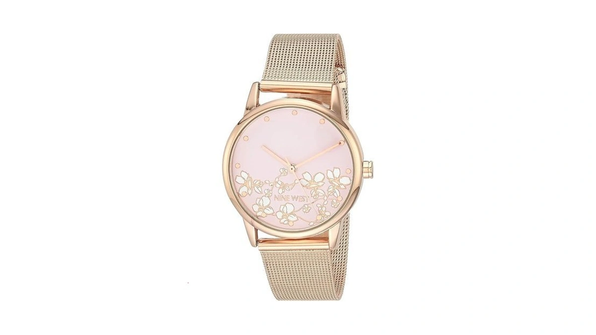 Nine West Women's Rose Gold-tone Mesh Bracelet Watch, Nw/2428flrg