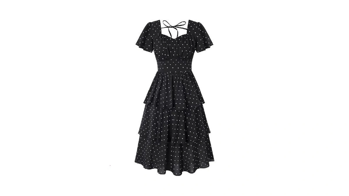 Women's Vintage 1950s White Polka Dots Tea Party Dress Short
