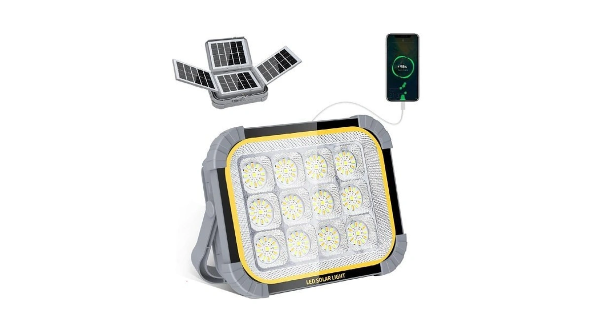 4 Solar Panels Work Light 120w,portable Camping Lights 20000mah Battery