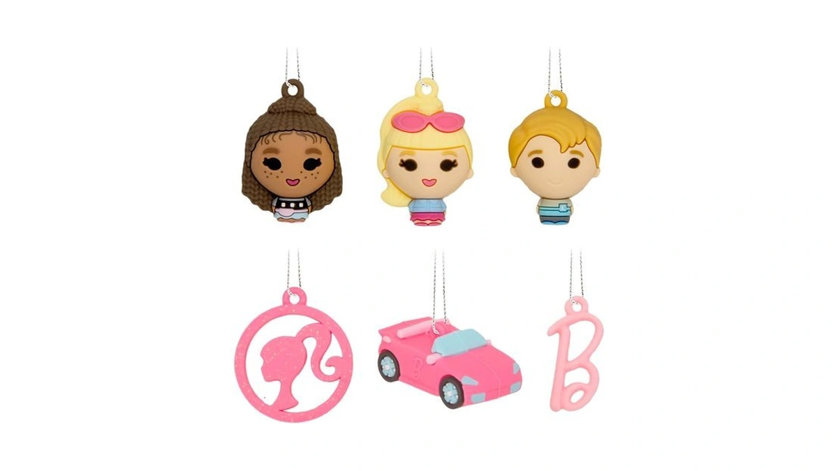 Hallmark Mini Christmas Ornaments, Barbie Miniature Ornaments, Shatterproof, Set Of