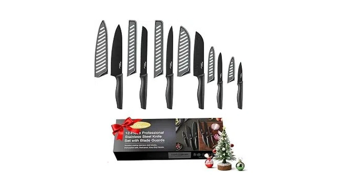 Kitchen Knife Set, Kya38 12-piece Kitchen Knives Set With Covers,