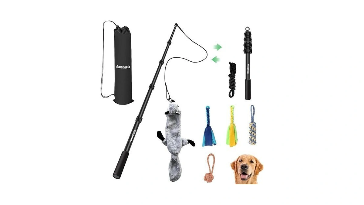 Amacielo Flirt Pole For Dogs, Interactive Toys Tug-of-war For Dogs,