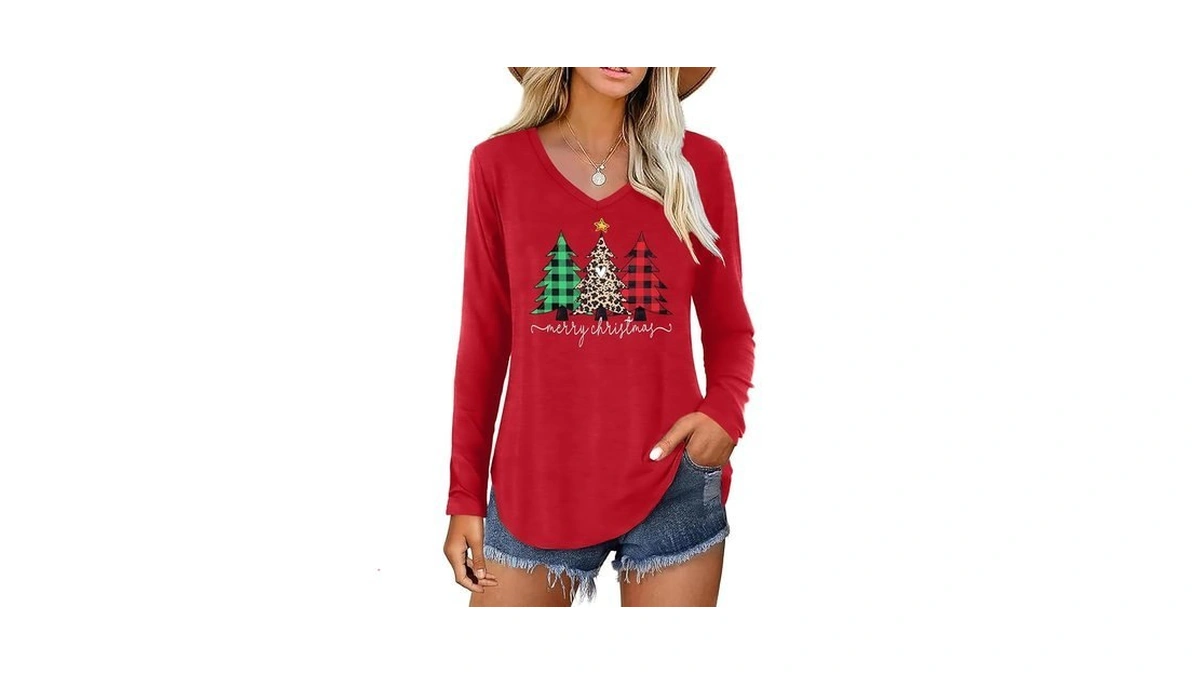 Christmas Shirts For Women: Merry Christmas Shirt Christma Tree Print