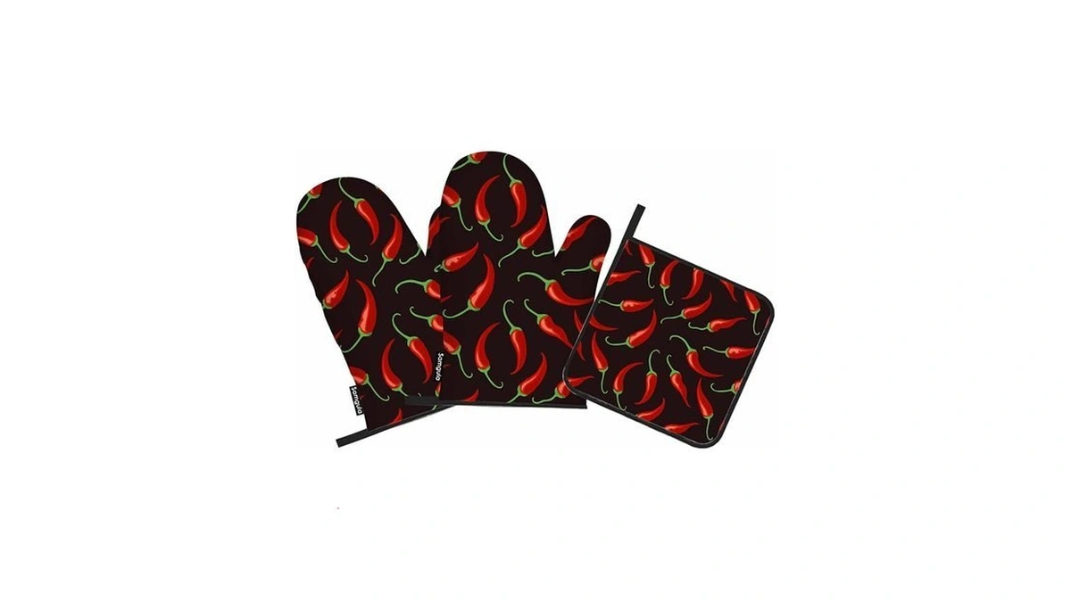 Samgula Red Chili Oven Mitts And Pot Holders Sets Vegetables