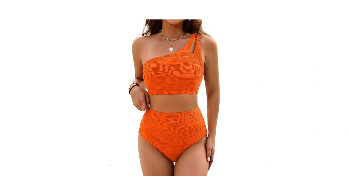 Dridreo Bikini Sets For Women One Shoulder High Waisted Swimsuits