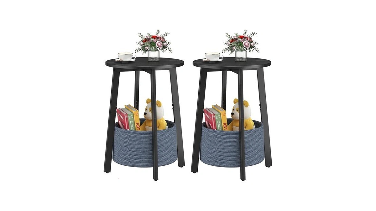 Sthmec Small Round Side End Table Set Of 2 With