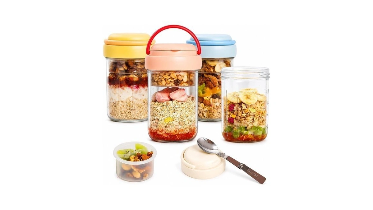 Wifepro Overnight Oats Containers With Handles & Lids – 16oz