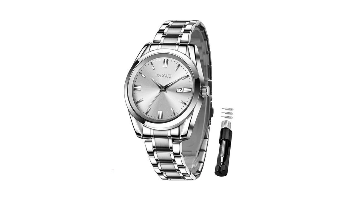 Taxau Watches For Men Waterproof Mens Silver Watch Dress Analog