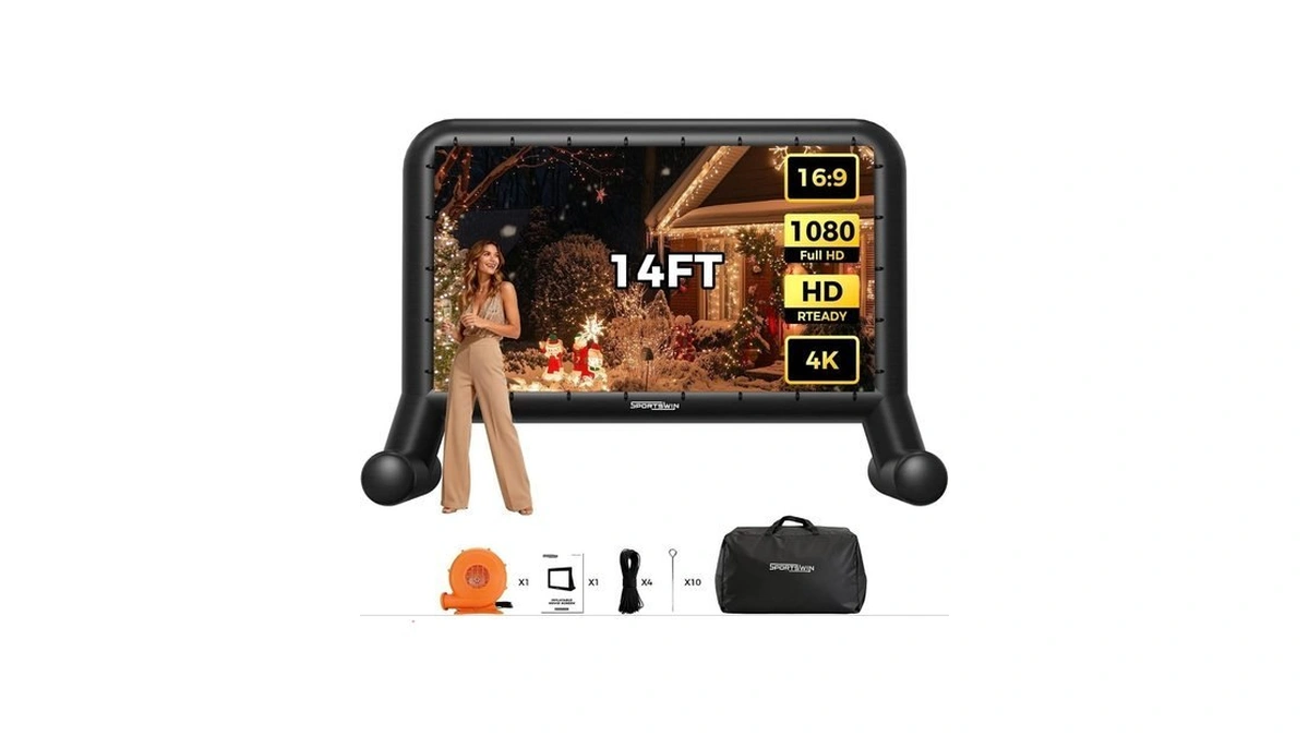 Sportswin 14 Ft Inflatable Outdoor Movie Screen, Blow Up Projector