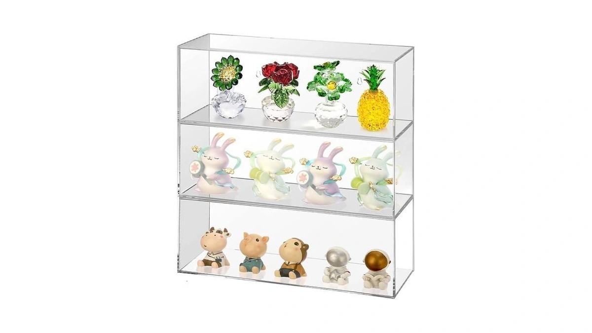 Juxyes 3 Tiers Acrylic Figurine Display Case For Collectibles, Wall