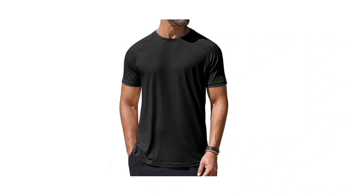 Coofandy Mens Swim Shirt Short Sleeve Rash Guard Sun Protection
