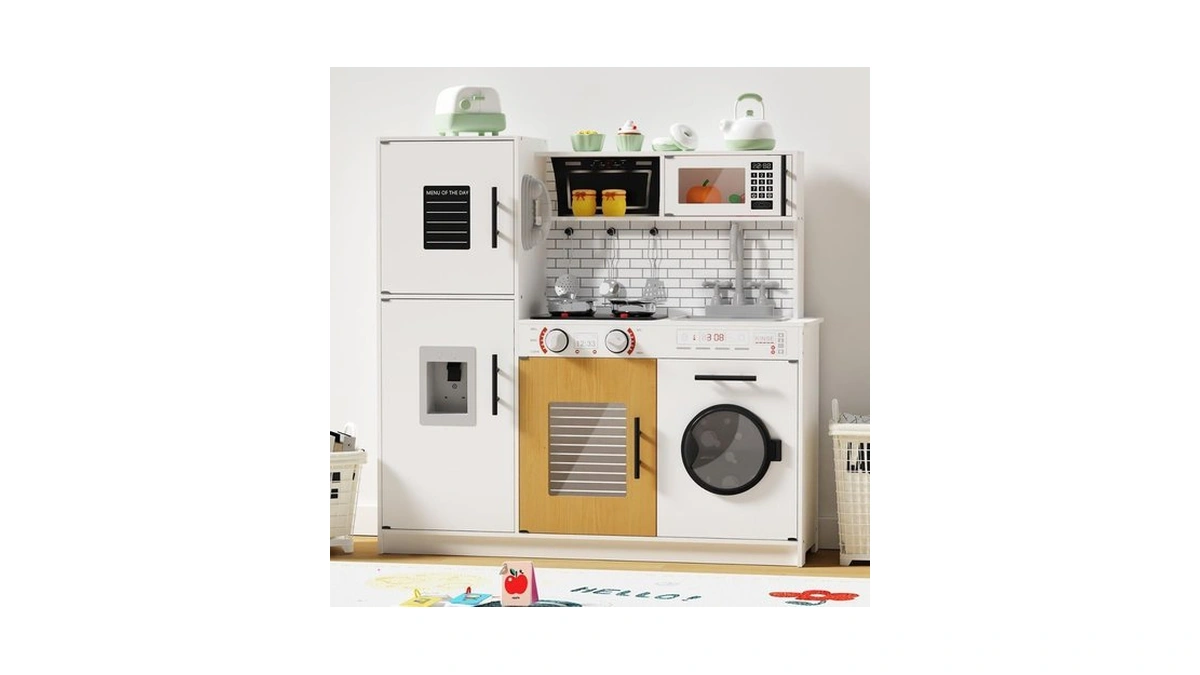 Babytronic Wooden Play Kitchen Sets For Toddlers Ages 3+ (white)