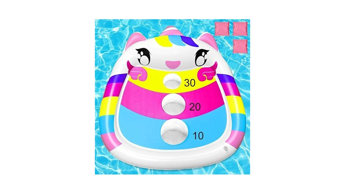 Joinbo Kids Fun Pool Toys,inflatable Pool Cornhole Game Set,unicorn Floating