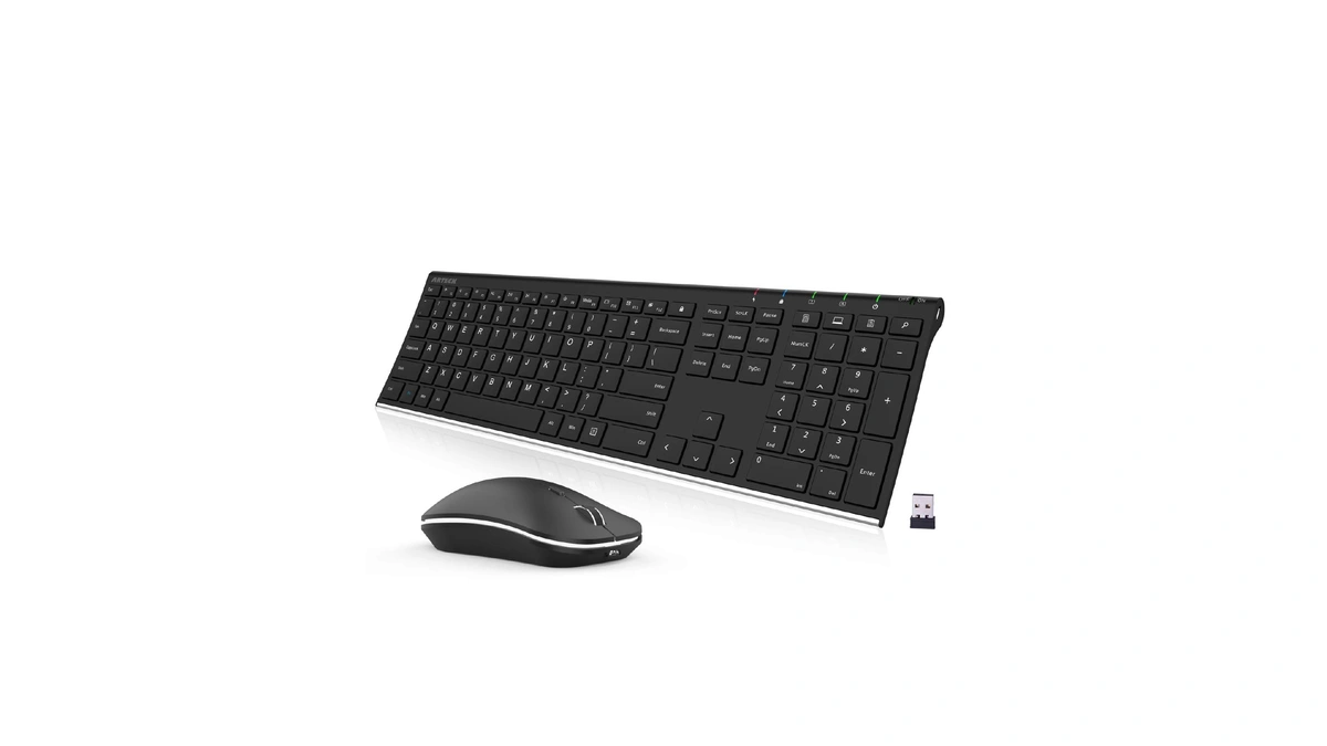 Arteck 2.4g Wireless Keyboard And Mouse Combo Stainless Steel Ultra