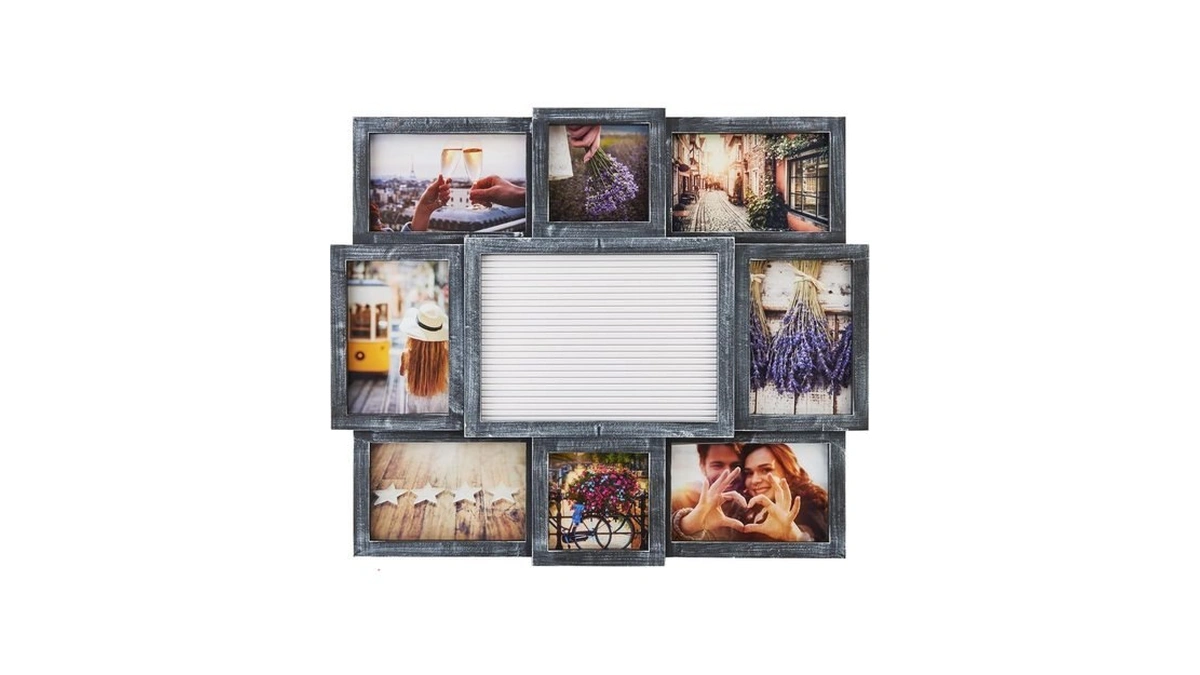 Melannco Collage Picture Frame With Letter Board, 8 Opening Photo