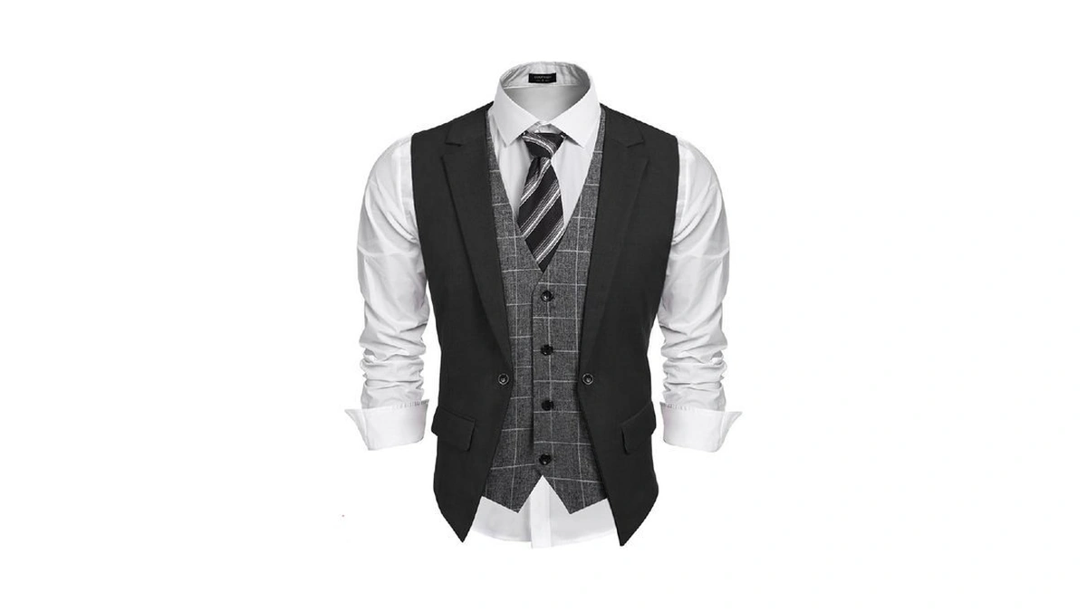 Coofandy Men's Layered Suit Vests Fashion Formal Slim Fit Business