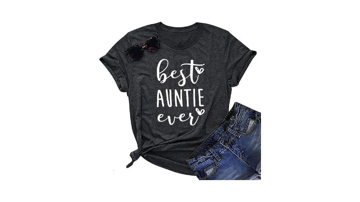 Best Auntie Ever T Shirt Women Cute Love Heart Print