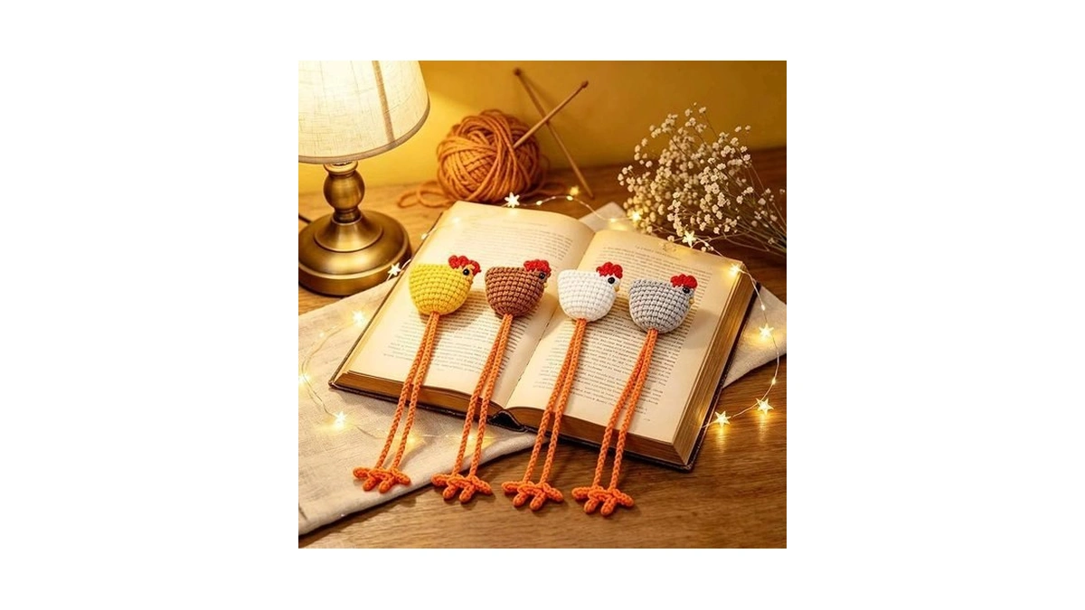 Yuboo 4 Pack Crochet Chick Bookmarks For Women, Colorful Cute