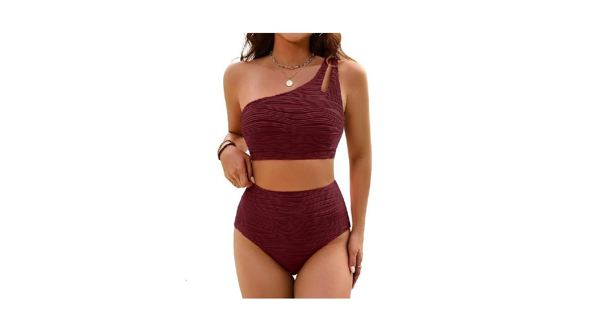 Dridreo High Waisted Bikini Sets For Women One Shoulder Tummy