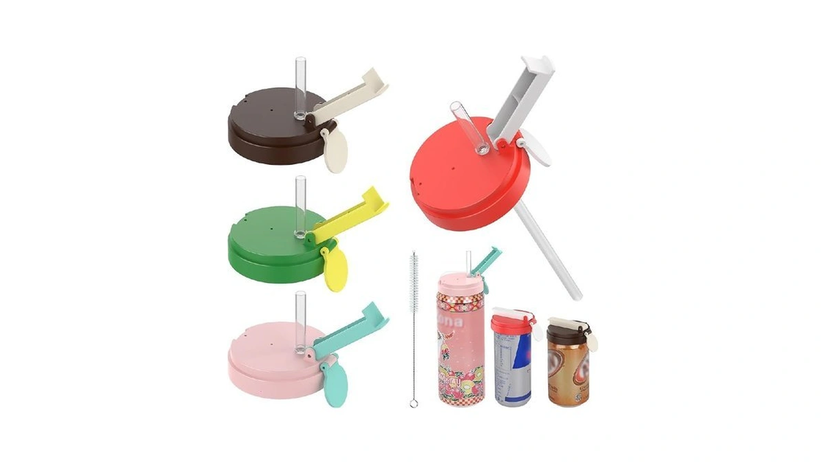 4 Pack Soda Can Lids With Straw, 4 Color Can