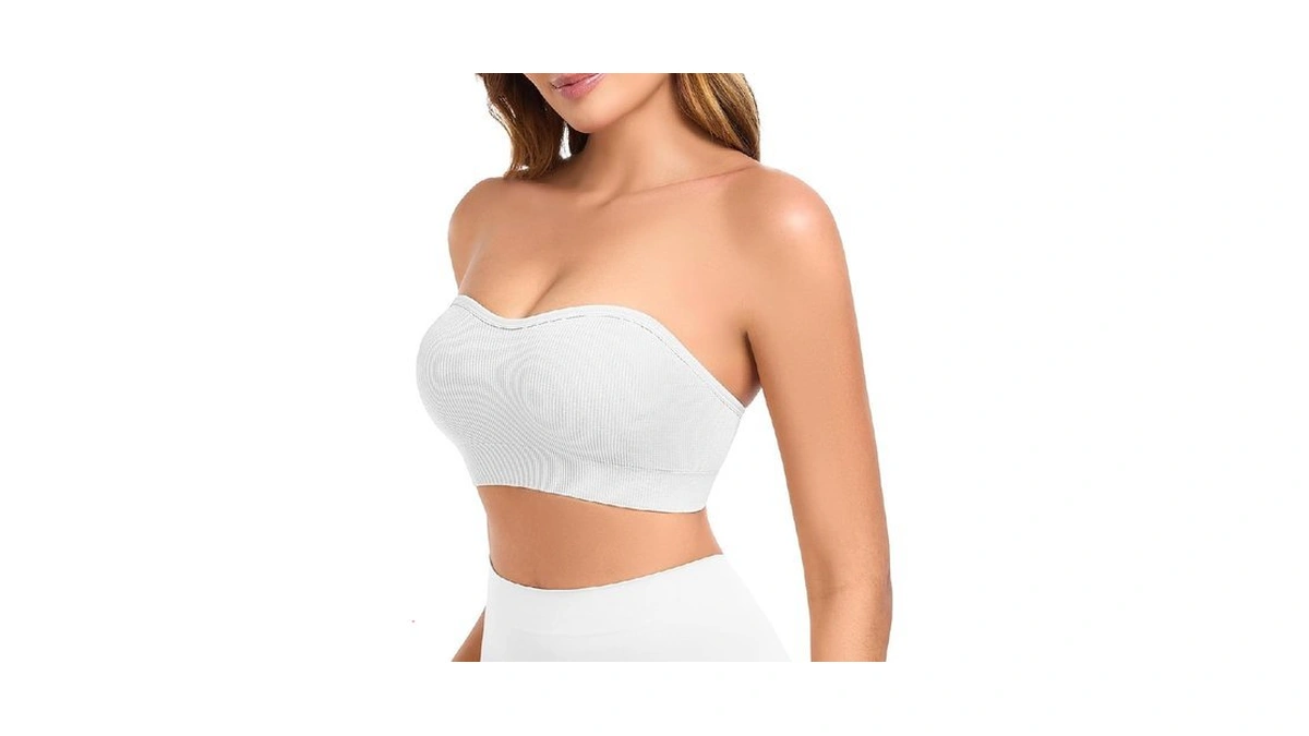 Finduself Strapless Bras For Women Non-slip Padded Bandeau Bra Wireless