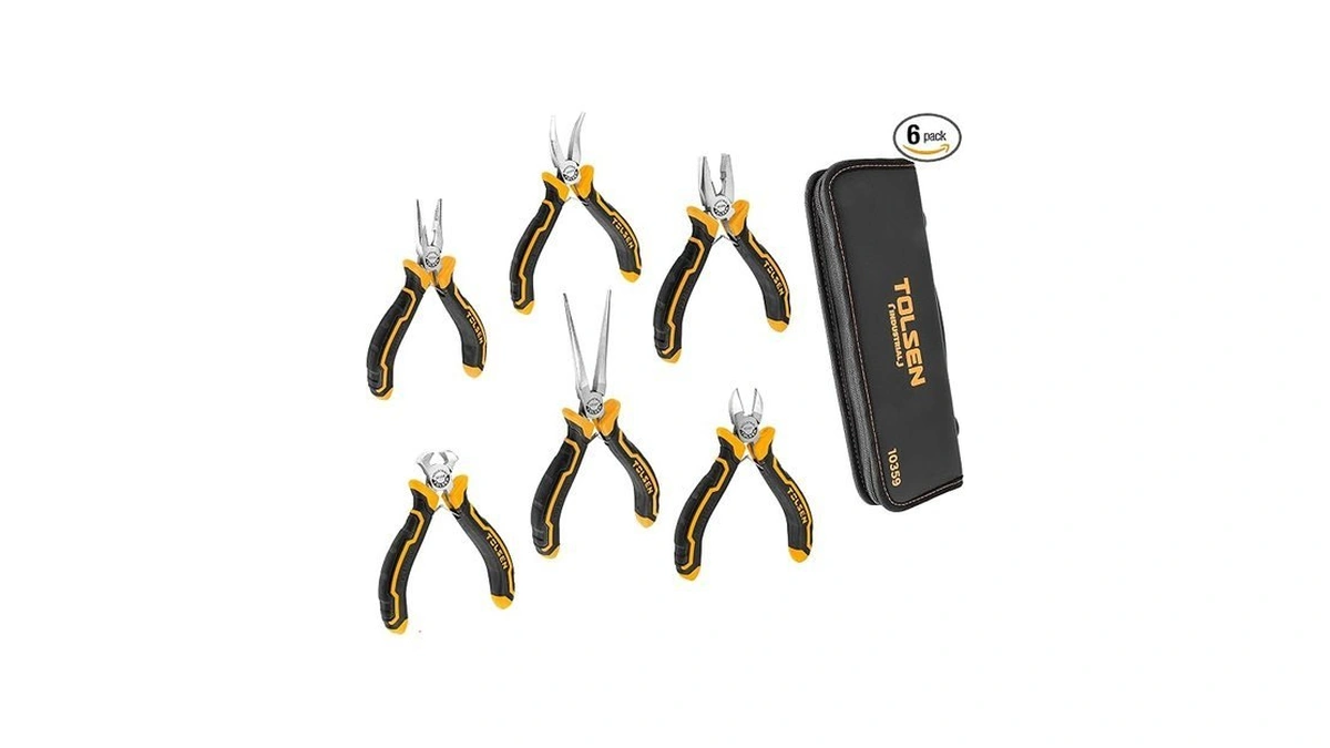 Tolsen 6-piece Mini Pliers Set, Needle Nose, Diagonal, Long Nose,