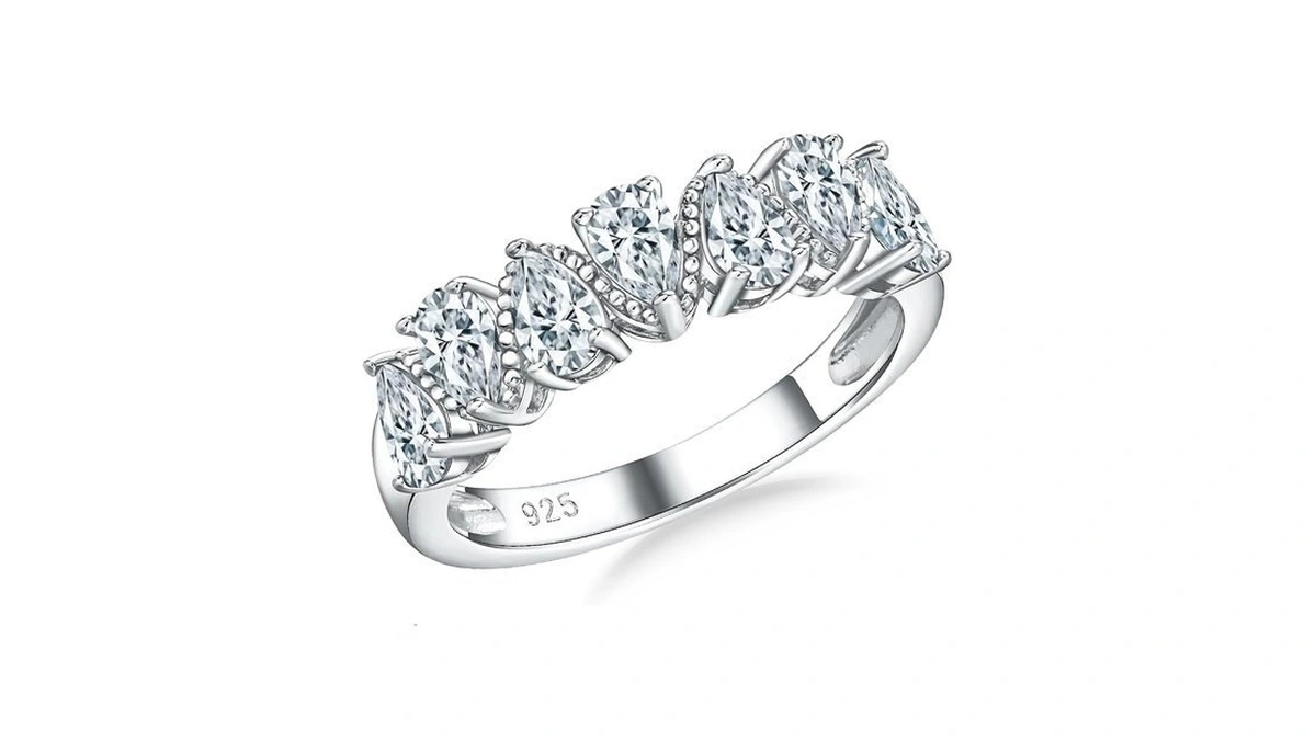 Randes Diamond Engagement Ring Pear Cut 7 Stone Half Eternity