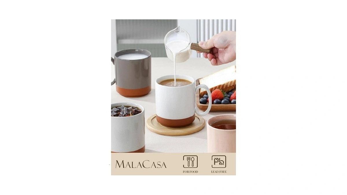 Malacasa 16oz Ceramic Coffee Mugs Set Of 4, Stackable Coffee